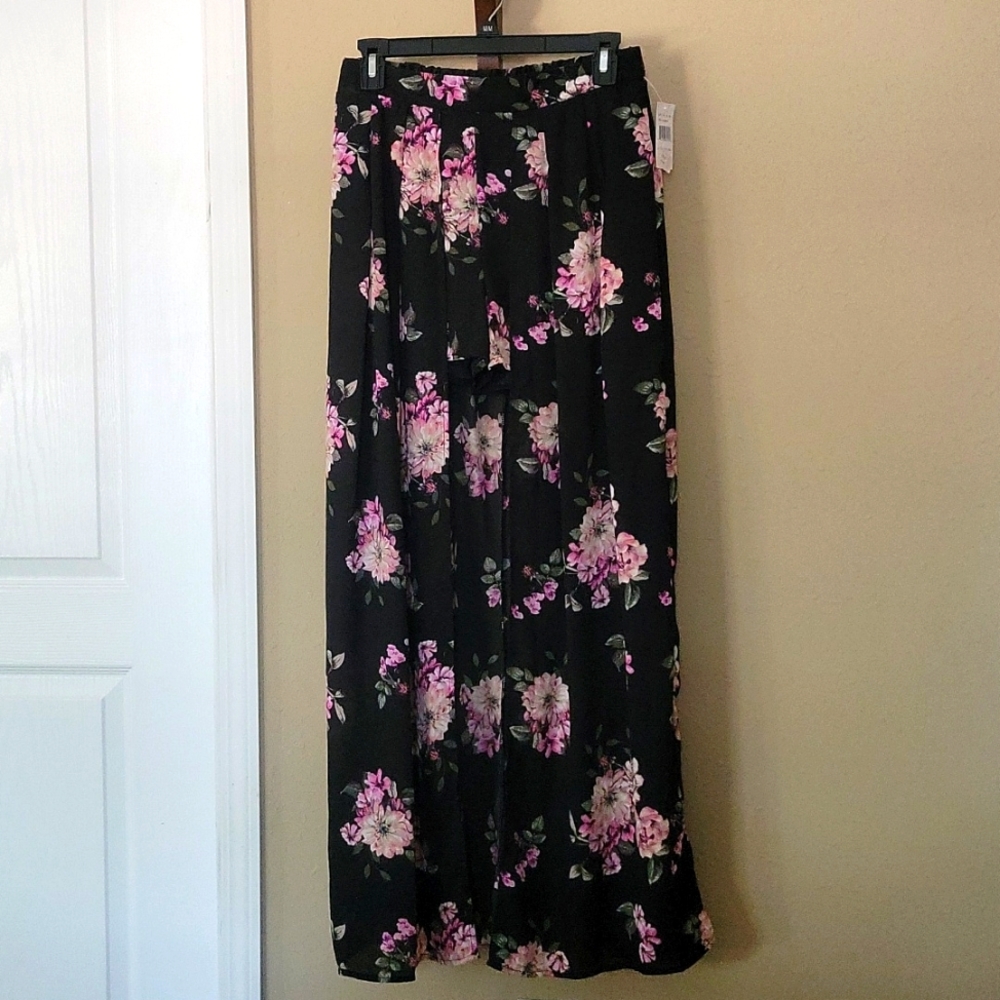 Justify Black and Pink Floral Shorts